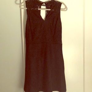 Black lace and suede dress